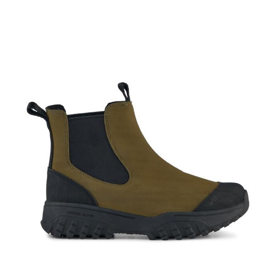 Women Woden | Woden Magda Rubber Track Boots In Dark Olive Black