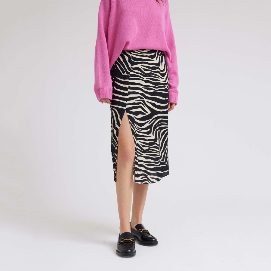 Women Idano Trousers & Skirts And Shorts | Idano Hariette Zebra Print Skirt