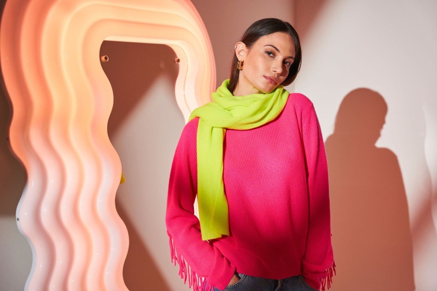 Women Brodie Cashmere Gloves & Hats And Scarves | Brodie Cashmere Evie Scarf In Neon Yellow