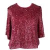 Women Traffic People Tops | Traffic People Crimson & Clover Sequin Top In Wine