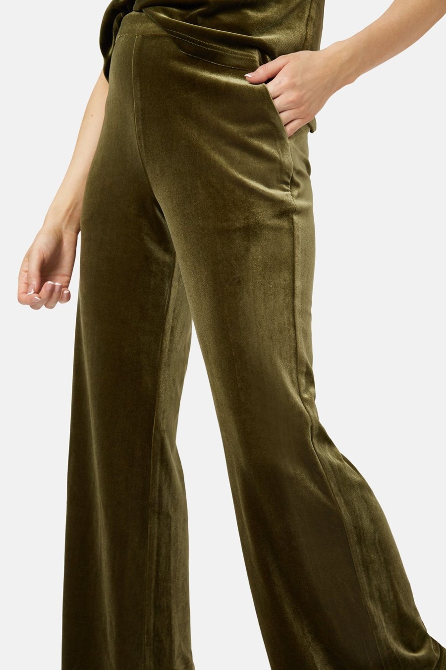 Women Traffic People Trousers & Skirts And Shorts | Traffic People Goodbye Velvet Trousers In Green