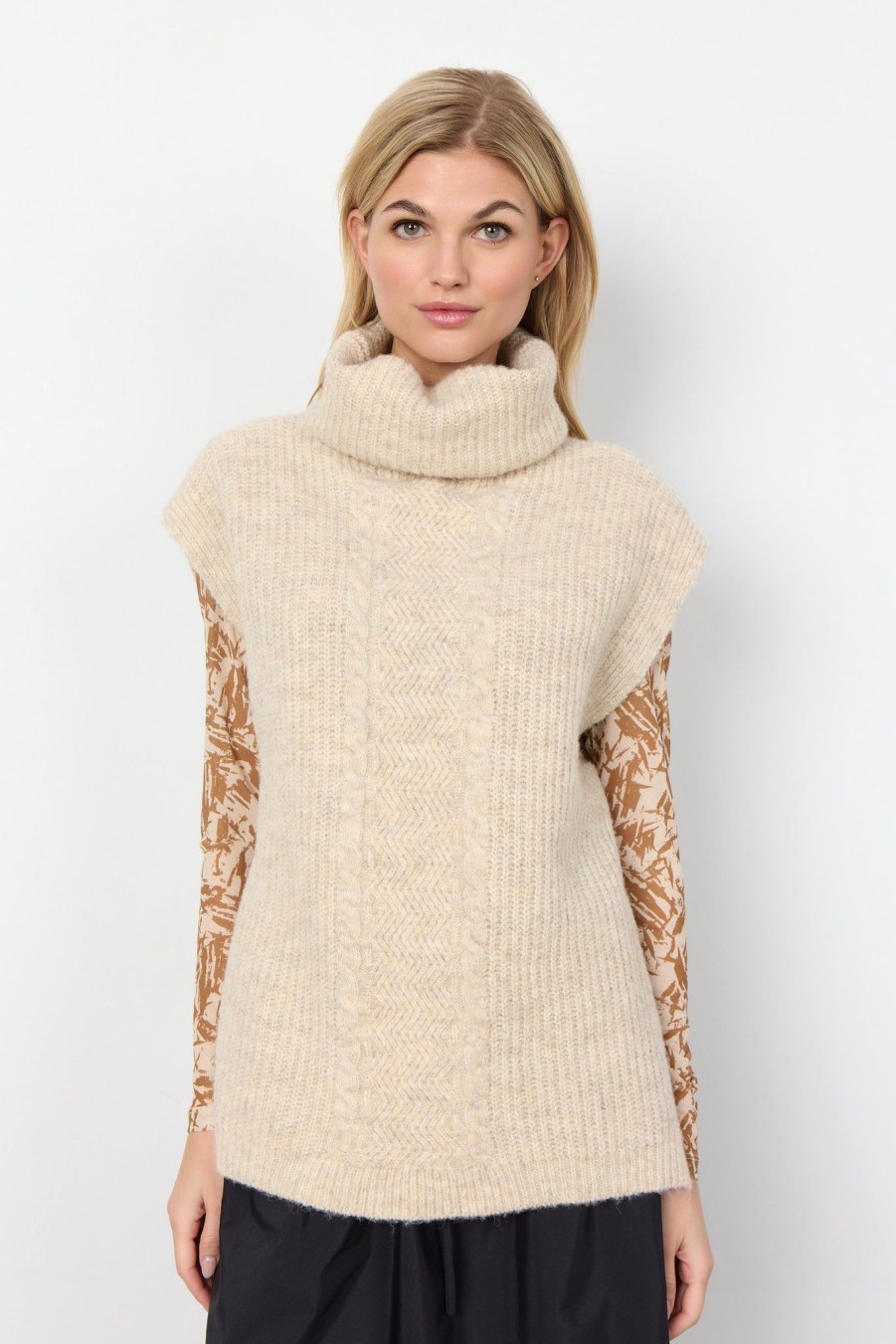 Women Soya concept Knitwear And Sweaters | Soya Concept Monserat Poncho In Cream 51205