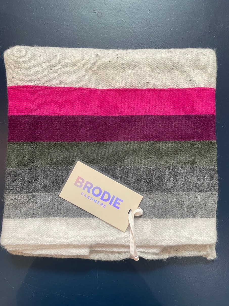 Women Brodie Cashmere Gloves & Hats And Scarves | Brodie Cashmere Rainbow Stripe Evie Scarf In Frost