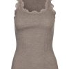 Women Rosemunde Tops | Rosemunde Babette Silk Blend Vest Top 5205 In Brown Melange Kit