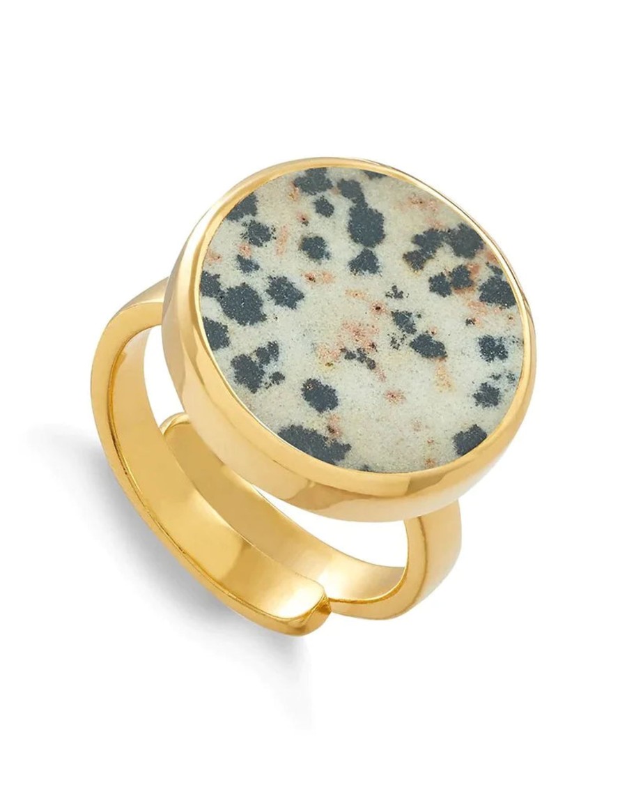 Women SVP Jewellery Rings | Sarah Verity Svp Bella Luna Dalmation Jasper Gold Ring