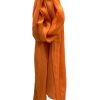 Women Ochre Cashmere Gloves & Hats And Scarves | Ochre Cashmere And Fine Wool Blend Wrap Scarf In Orange Crush Fw06P