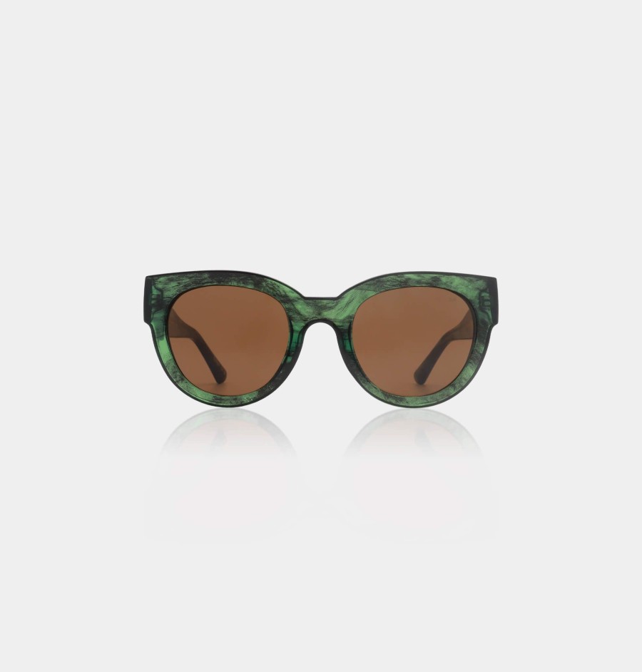 Women A Kjaerbede Sunglasses And Eyewear | A.Kjaerbede Lilly Sunglasses In Green Marble Transparent