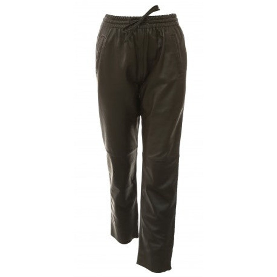 Women Oakwood Trousers & Skirts And Shorts | Oakwood Gift Leather Trouser In Khaki