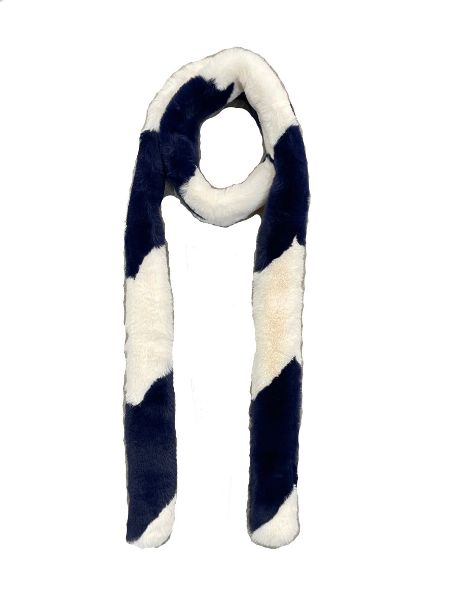 Women Nooki Gloves & Hats And Scarves | Nooki Ziggy Faux Fur Scarf In Navy Mix