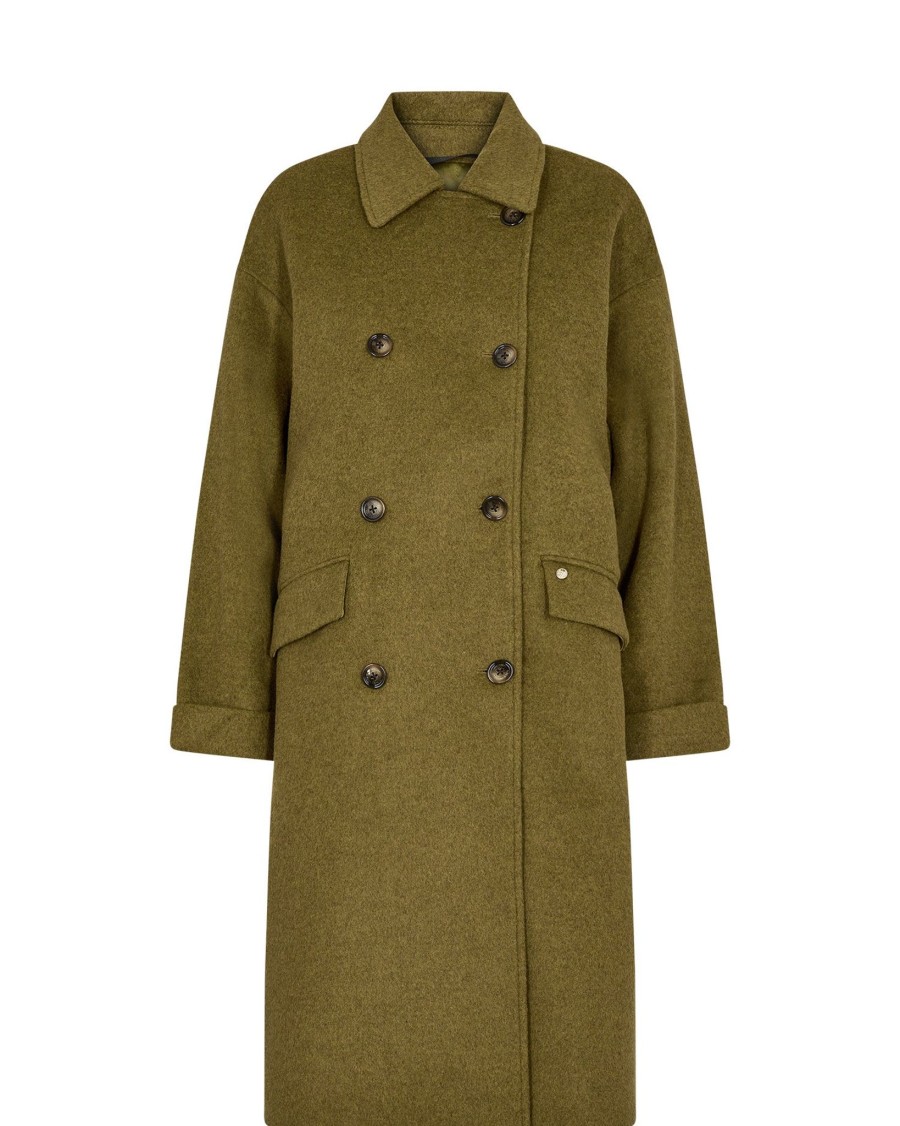 Women Mos Mosh Coats And Jackets | Mos Mosh Venice Wool Coat In Fir Green