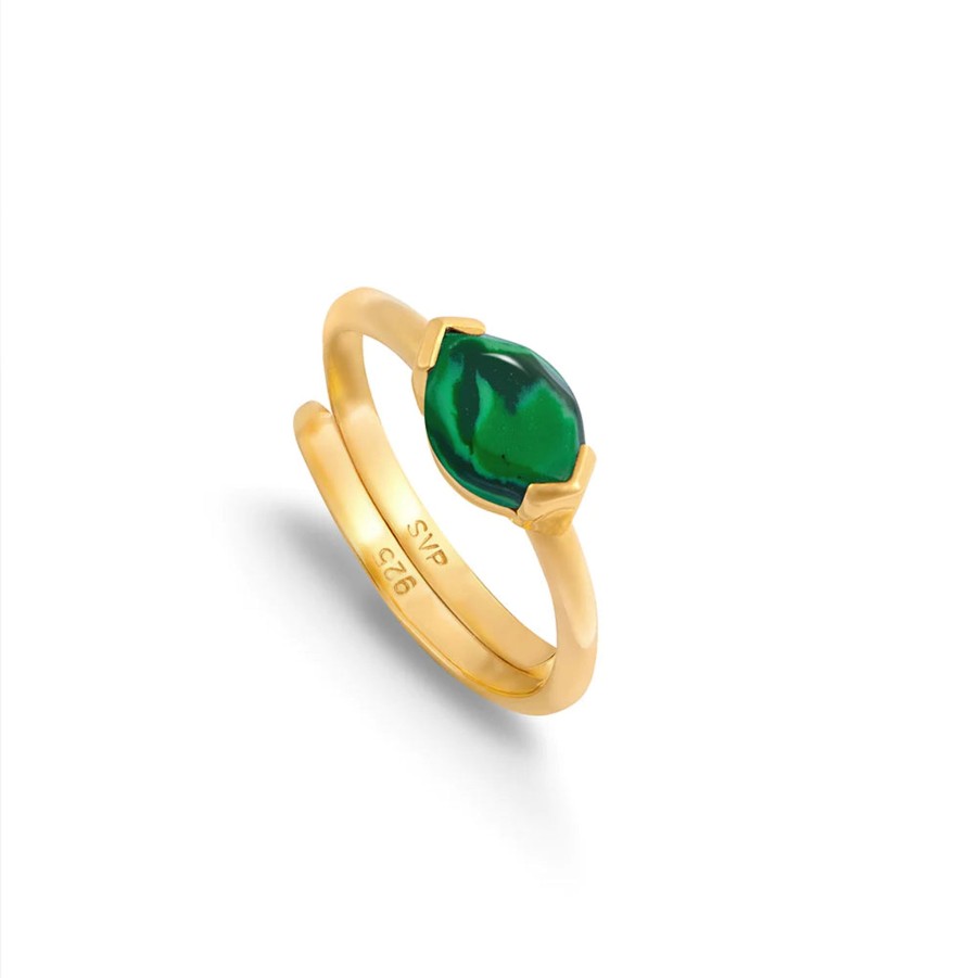 Women SVP Jewellery Rings | Sarah Verity Svp Siren Malachite Gold Ring