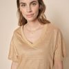 Women Mos Mosh Tops | Mos Mosh Casa Foil Tee In Tan