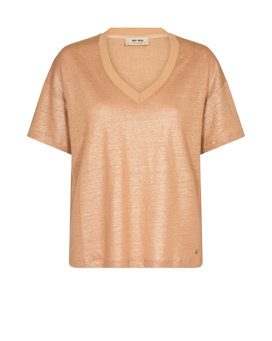 Women Mos Mosh Tops | Mos Mosh Casa Foil Tee In Tan