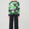 Women Brodie Cashmere Knitwear And Sweaters | Brodie Cashmere Cora Camo Jumper In Grey And Neon Green