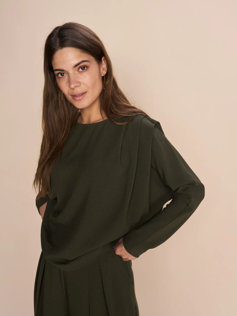 Women Mos Mosh Tops | Mos Mosh Calla Moss Blouse In Forest Night