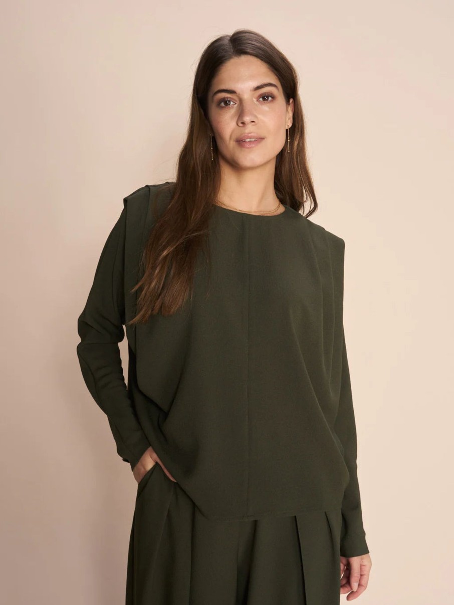 Women Mos Mosh Tops | Mos Mosh Calla Moss Blouse In Forest Night