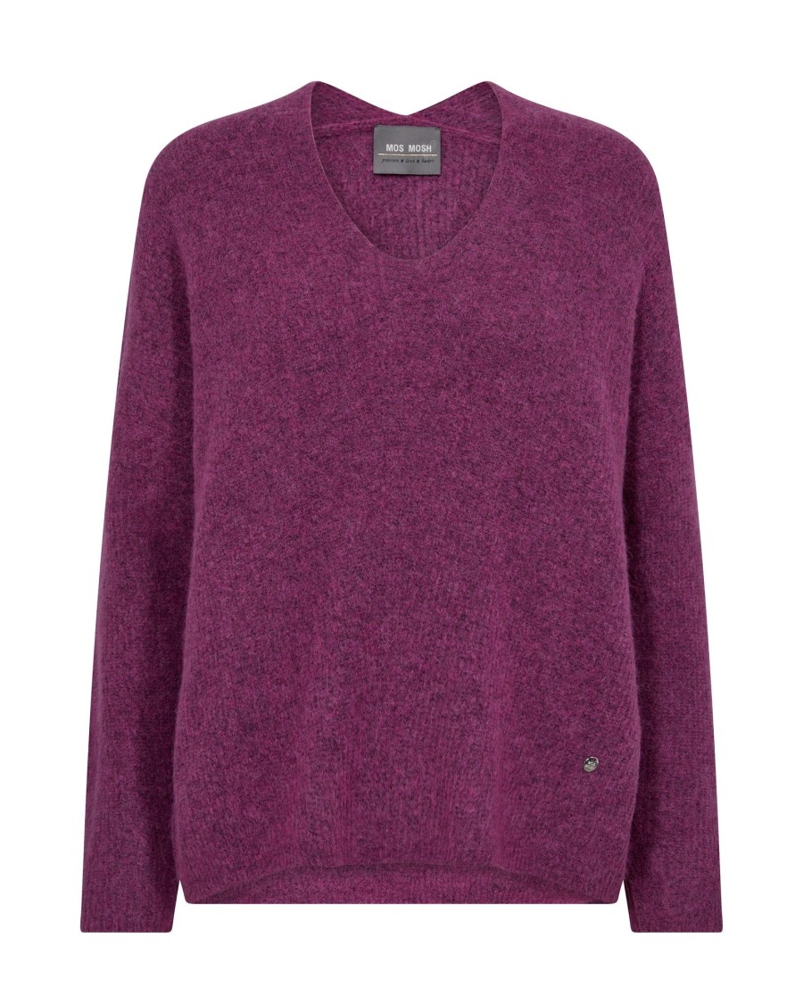 Women Mos Mosh Knitwear And Sweaters | Mos Mosh Thora V Neck Jumper In Vivid Viola