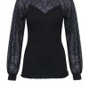 Women Rosemunde Tops | Rosemunde Silk And Lace Blouse In Black 1051