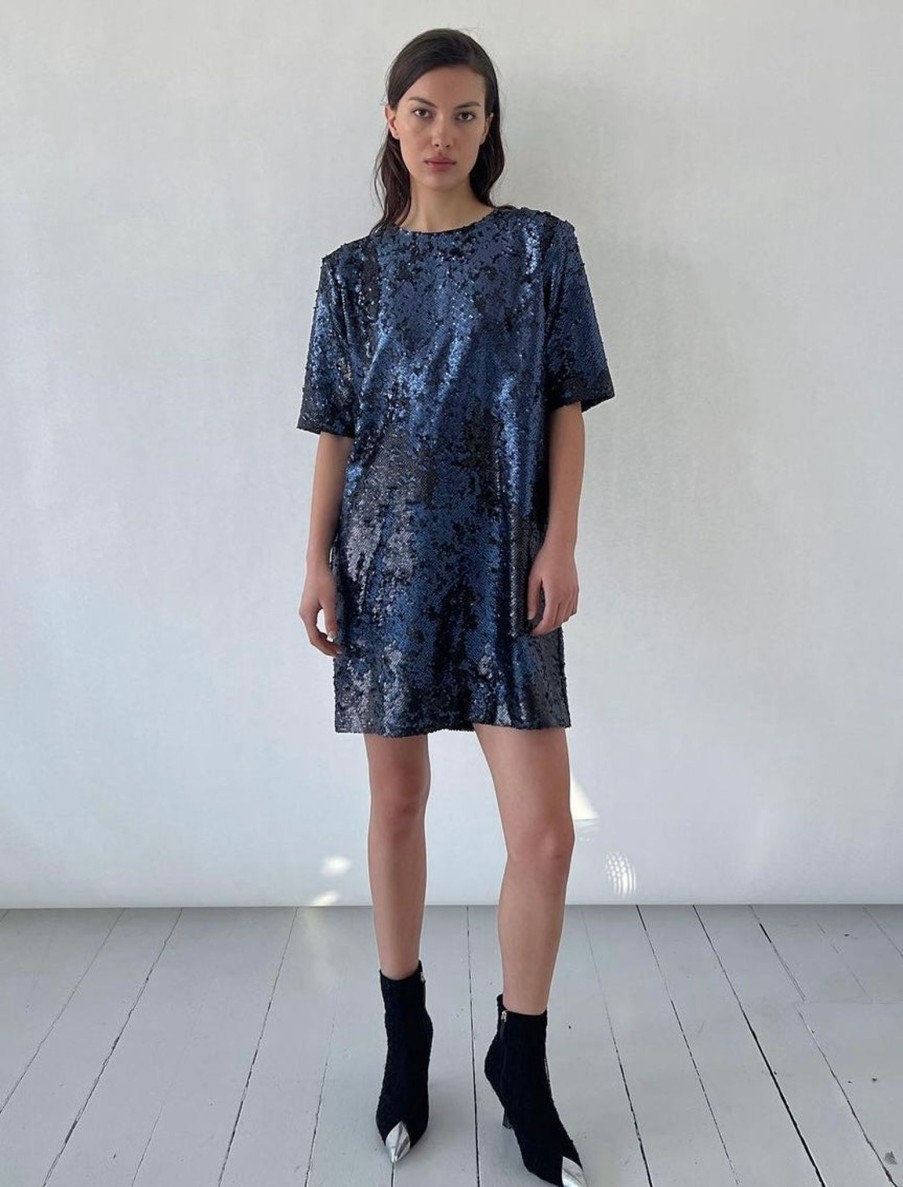 Women Levete Room Dresses | Levete Room Wylie 1 Sequin Dress In Faded Blue