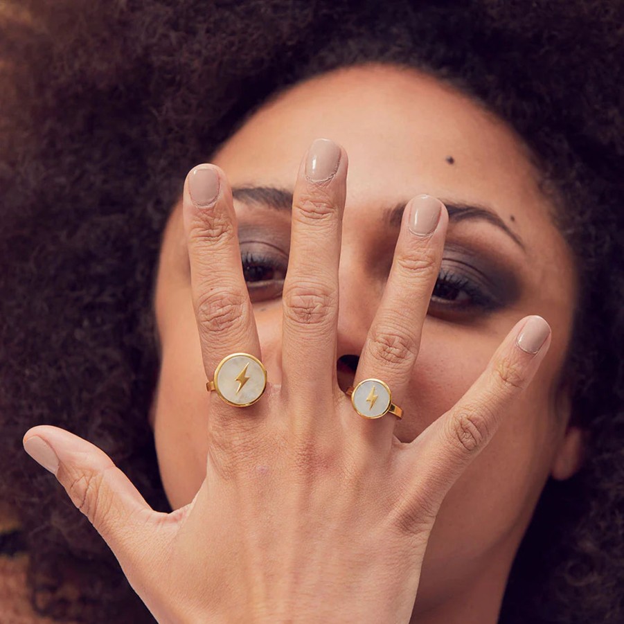 Women SVP Jewellery Rings | Sarah Verity Svp Jewellery Stellar Lightning Rainbow Moonstone Silver Ring