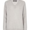 Women Mos Mosh Knitwear And Sweaters | Mos Mosh Arlie Cashmere V Neck Jumper In Quiet Grey