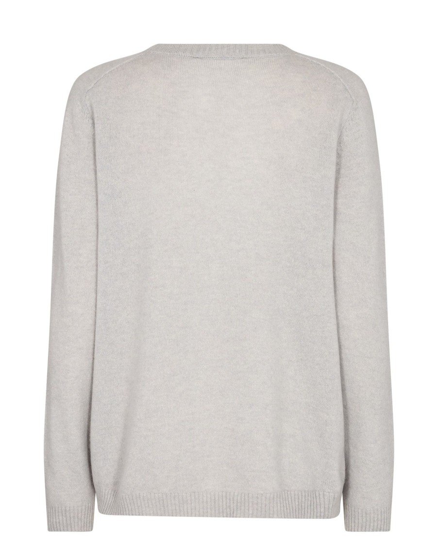 Women Mos Mosh Knitwear And Sweaters | Mos Mosh Arlie Cashmere V Neck Jumper In Quiet Grey