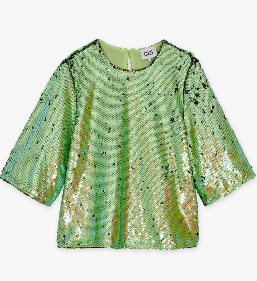 Women CKS Tops | Cks Tiria Sequin Top In Lime Green