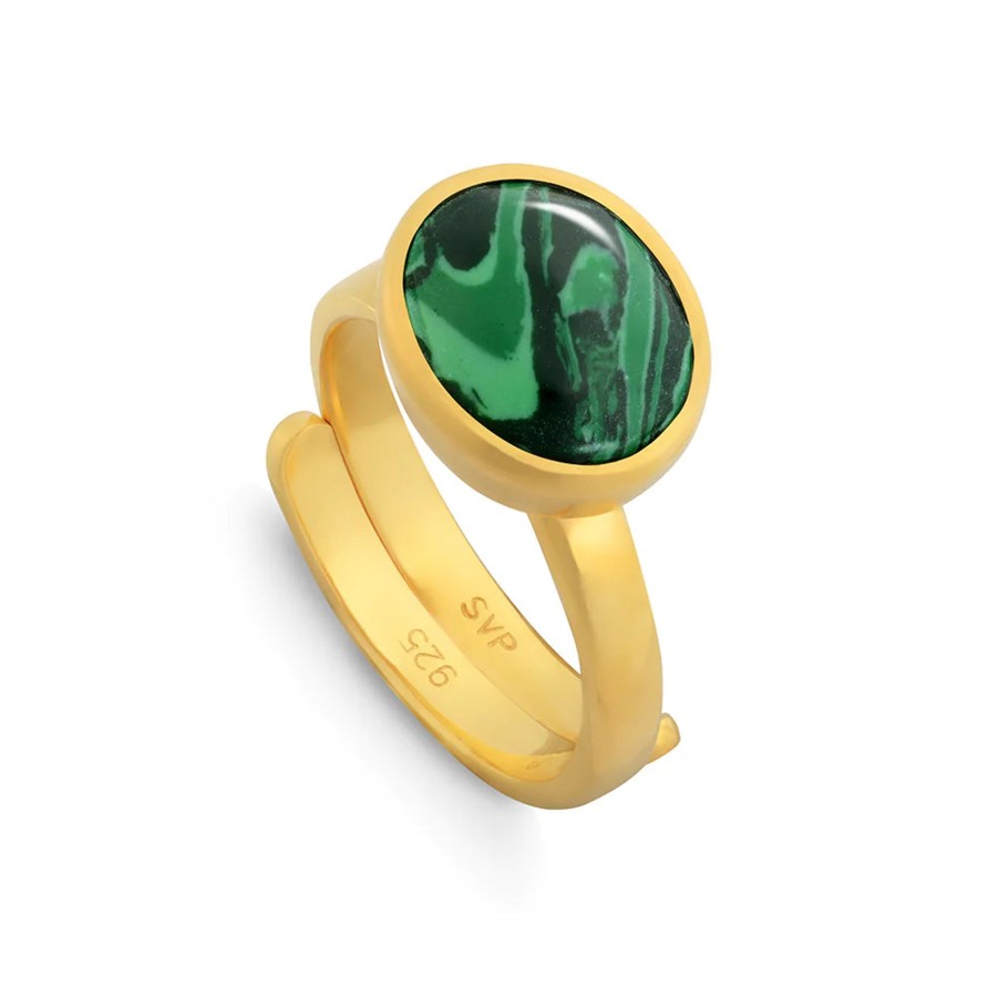 Women SVP Jewellery Rings | Sarah Verity Svp Atomic Midi Malachite Ring In Gold