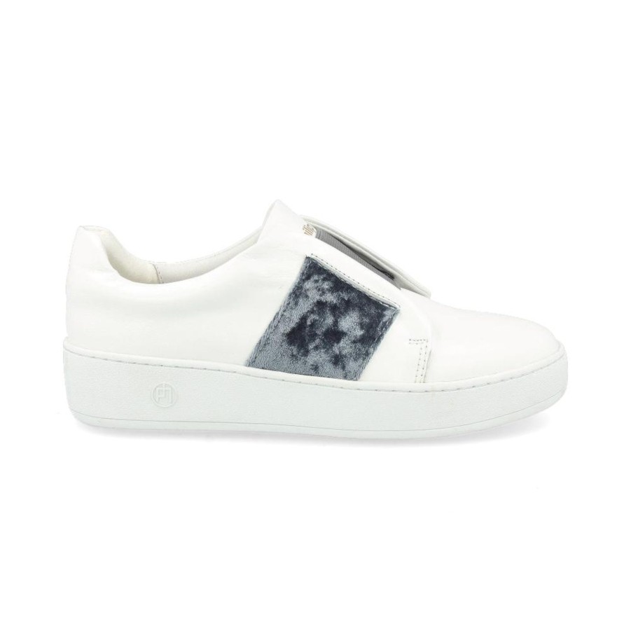 Women Philip Hog | Philip Hog Trainer Elastic In White Leather And Grey Velvet