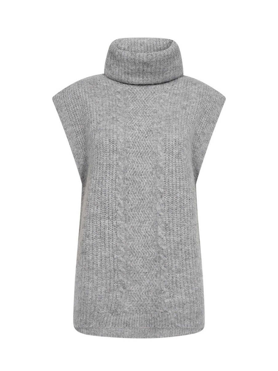 Women Soya concept Knitwear And Sweaters | Soya Concept Monserat Poncho In Grey Melange 51205