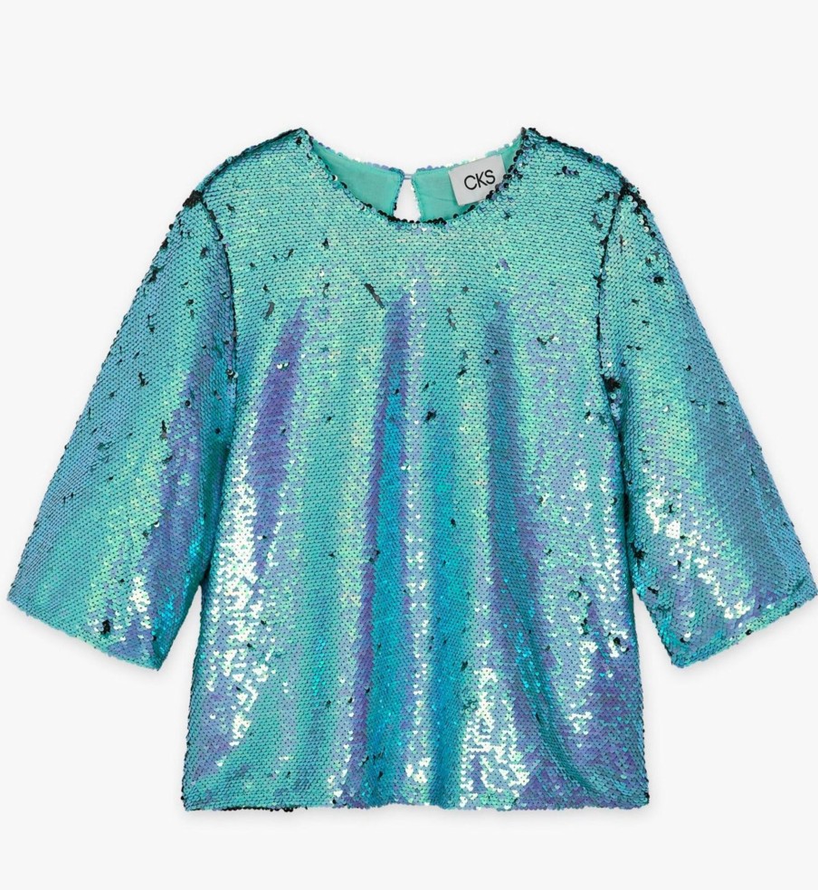 Women CKS Tops | Cks Tiria Sequin Top In Blue Curacao