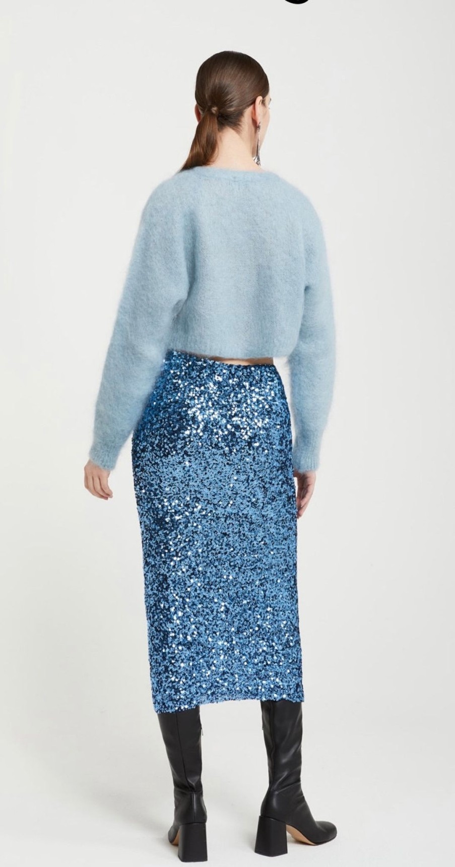 Women Ottod Ame Trousers & Skirts And Shorts | Ottod'Ame Sequin Skirt In Ceruleo Tn6074