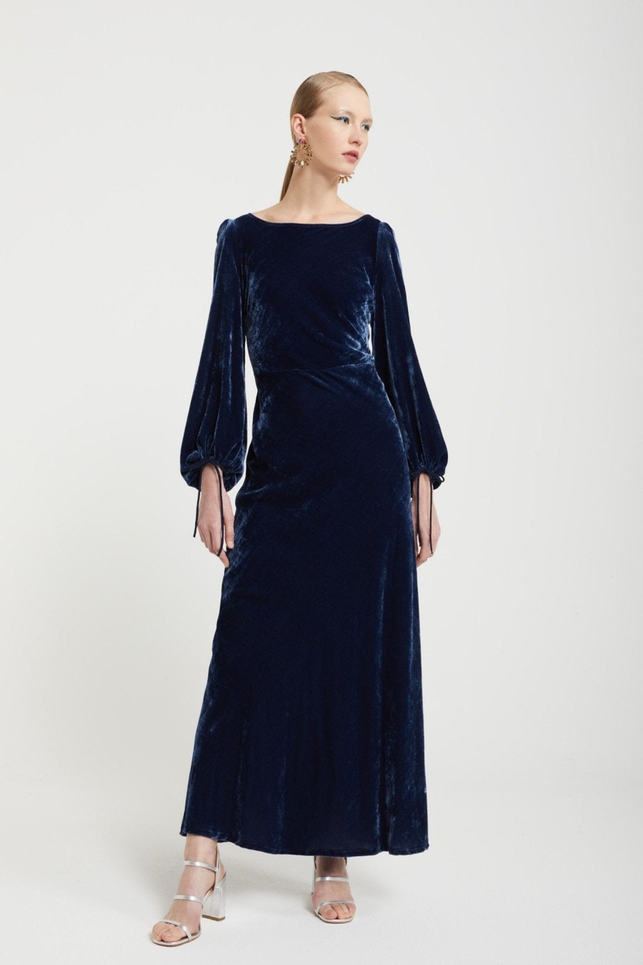 Women Ottod Ame Dresses | Ottod'Ame Velvet Dress In Navy Ta4927