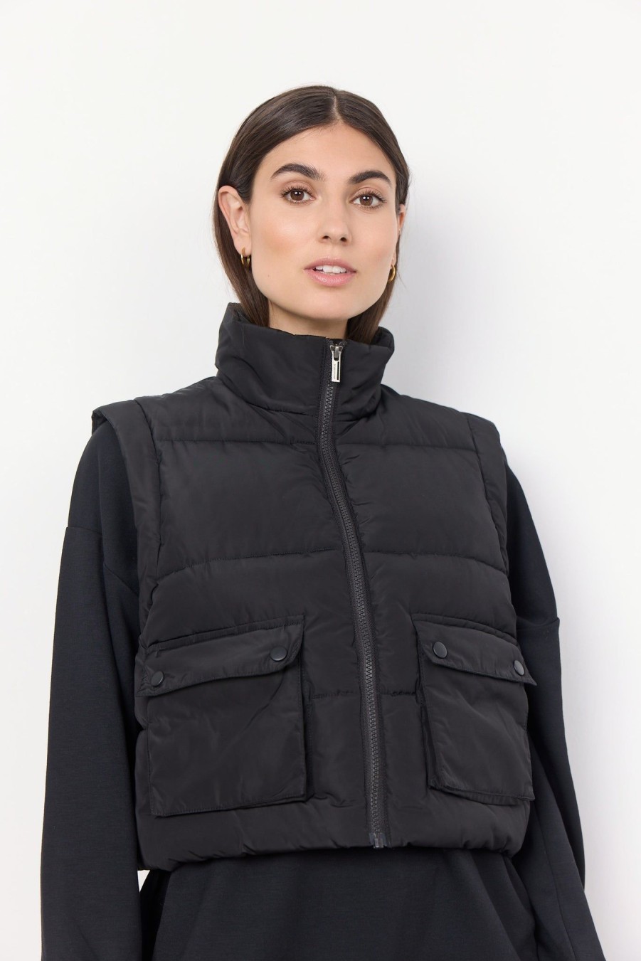 Women Soya Concept Coats And Jackets | Soya Concept Nina Waistcoat In Black 40226