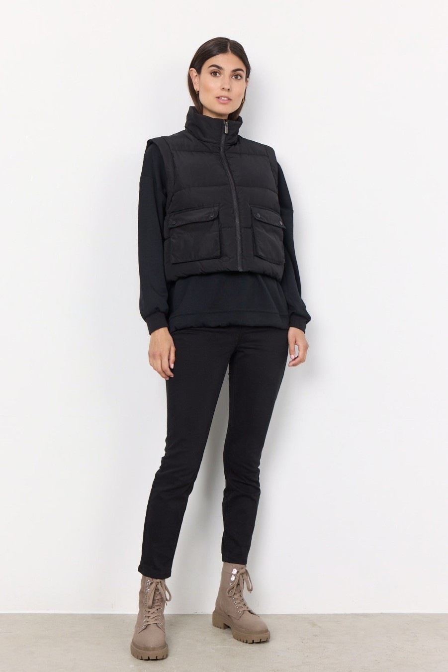 Women Soya Concept Coats And Jackets | Soya Concept Nina Waistcoat In Black 40226