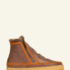 Women Laidback London | Laidback London Setsu Crochet Crepe Boot In Leather Tan And Orange