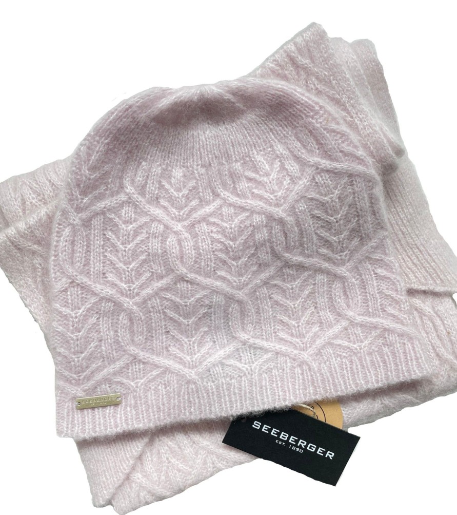 Women Seeberger Gloves & Hats And Scarves | Seeberger Cable Knit Cashmere Silk Beanie In Lilac