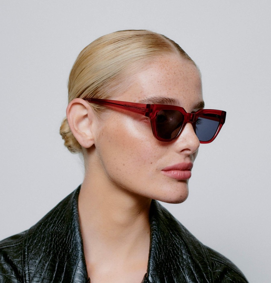 Women A Kjaerbede Sunglasses And Eyewear | A.Kjaerbede Kaws Sunglasses In Burgundy Transparent