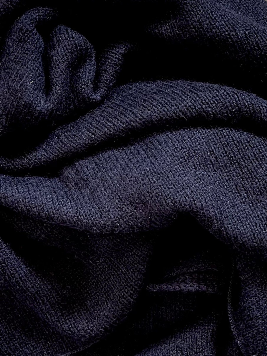 Women Ochre Cashmere Gloves & Hats And Scarves | Ochre Travel Wrap Navy In Cashmere/Wool Mix