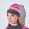 Women Brodie Cashmere Gloves & Hats And Scarves | Brodie Fairisle Beanie Hat In Grey And Pink