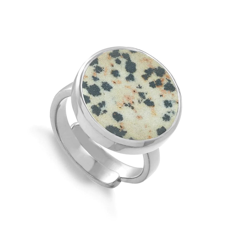 Women SVP Jewellery Rings | Sarah Verity Svp Bella Luna Dalmation Jasper Silver Ring