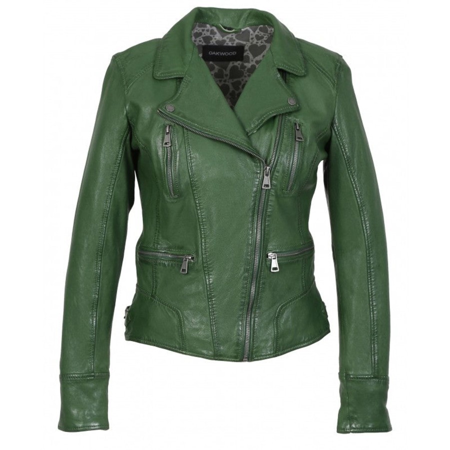 Women Oakwood Coats And Jackets | Oakwood Camera Leather Jacket In Green