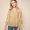 Women Mos Mosh Tops | Mos Mosh Macha Ls Bubble Blouse In Mustard Gold