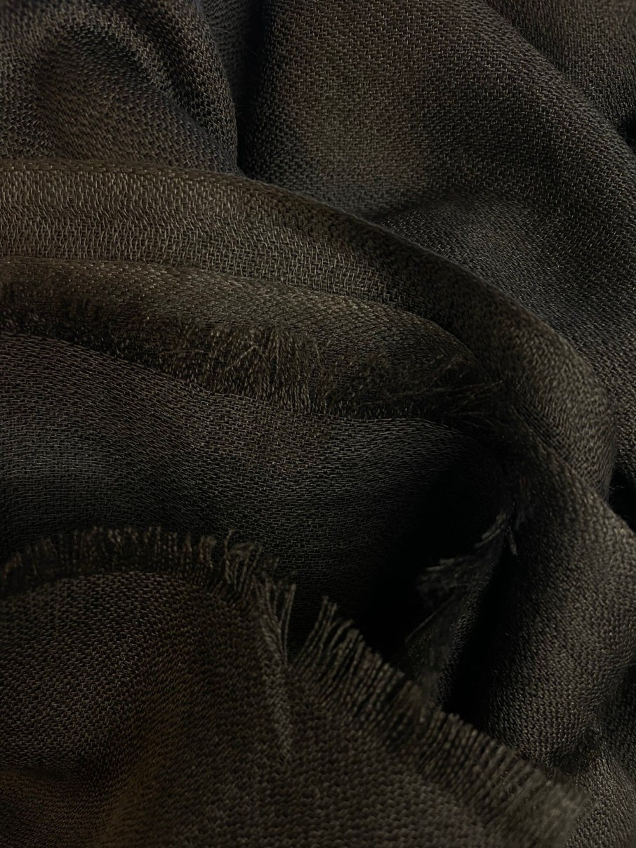 Women Ochre Cashmere Gloves & Hats And Scarves | Ochre Cashmere And Fine Wool Blend Wrap Scarf In Dark Olive Fw06P