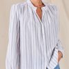 Women M.A.B.E Tops | Mabe Chrissie Long Sleeve Top In White And Blue Stripe