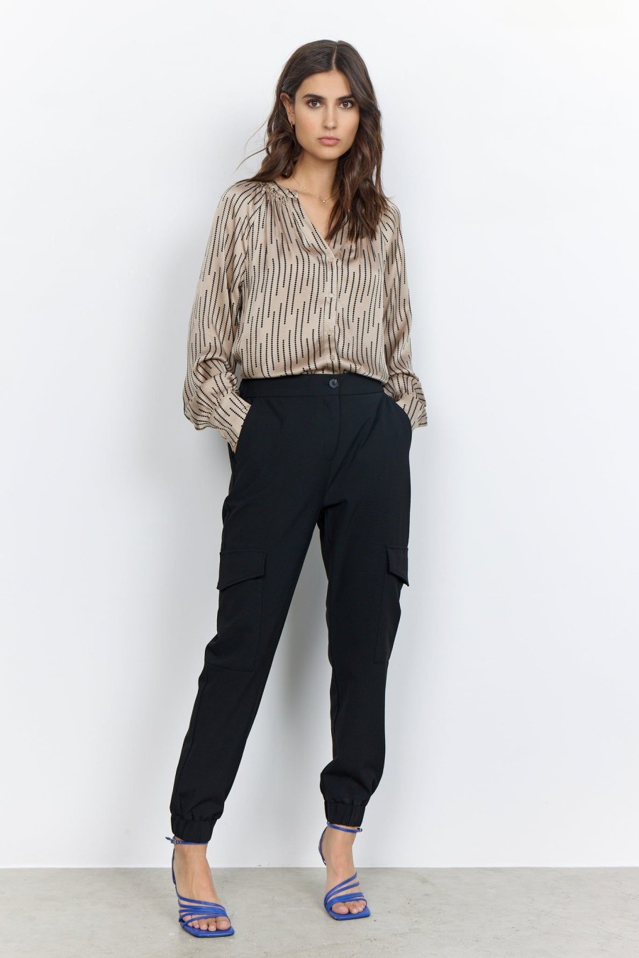 Women Soya Concept Trousers & Skirts And Shorts | Soya Concept Gilli Cargo Pants In Black 18389