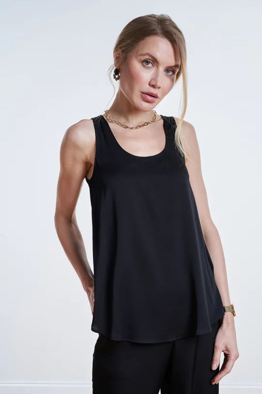 Women Silk95Five Tops | Silk95Five Tivoli Silk Tank Top In Black 22000