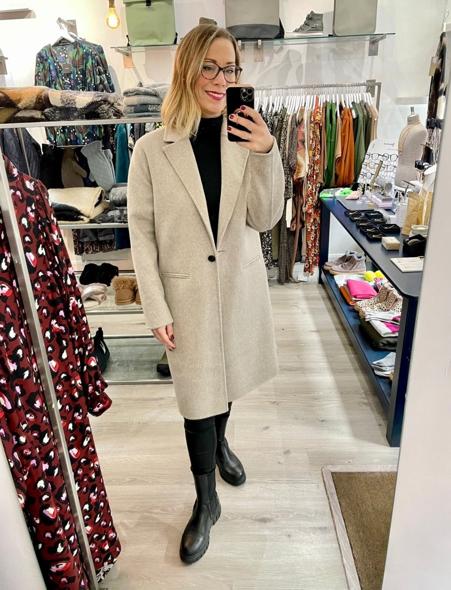 Women Levete Room Coats And Jackets | Levete Room Owa Wool Coat In Oatmeal