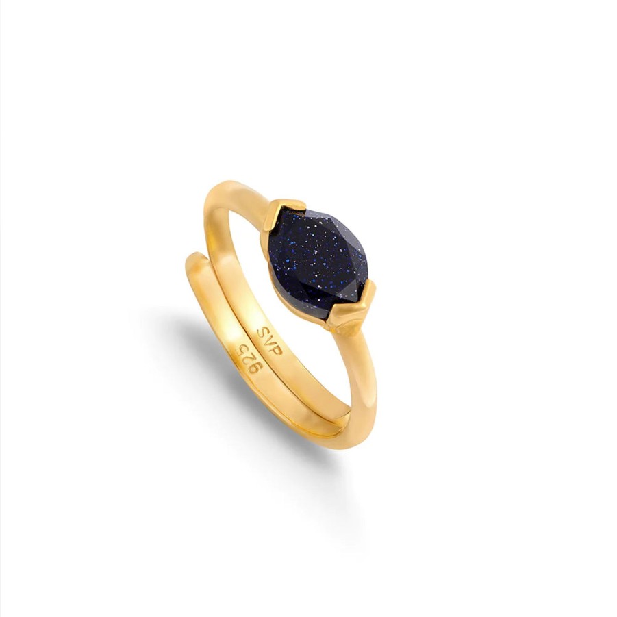 Women SVP Jewellery Rings | Sarah Verity Svp Siren Blue Sunstone Gold Ring