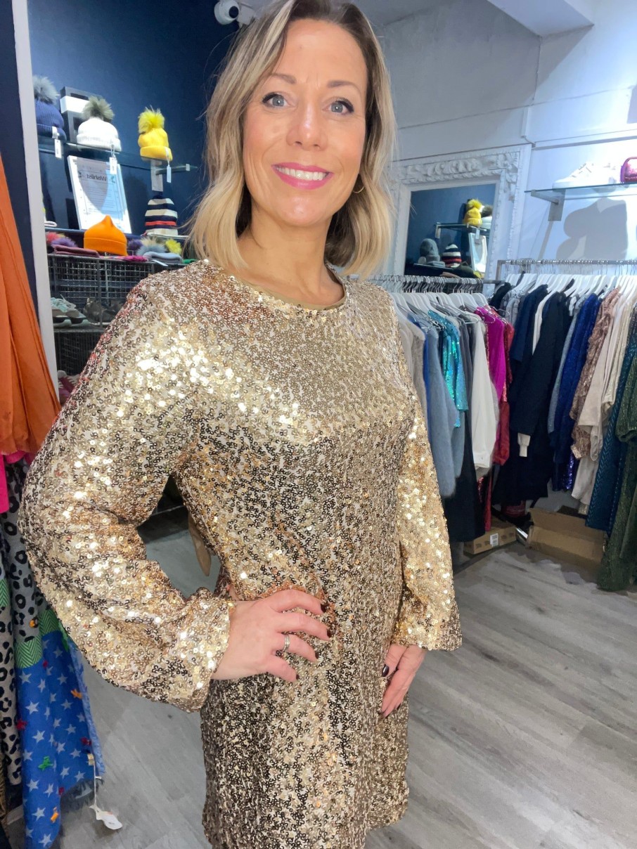 Women Lavi Dresses | Lavi Sequin Dress In Gold